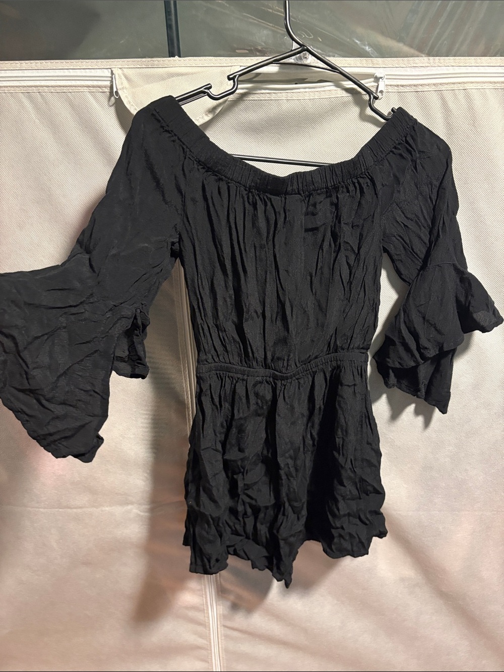 Express Black Off the Shoulder Romper - Picture 3 of 3